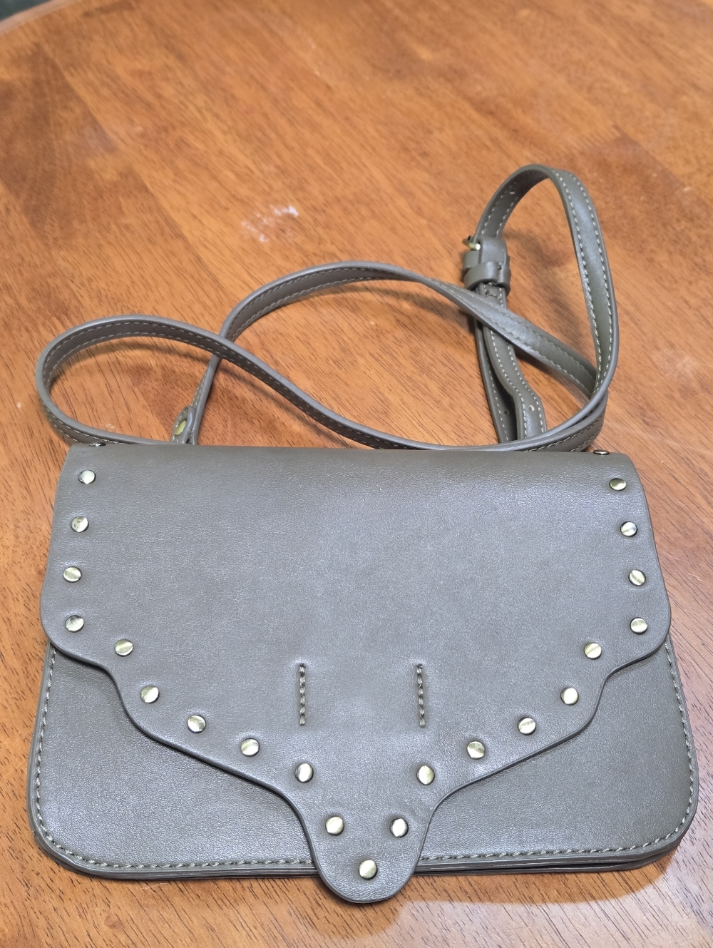 Anthropologie Shiraleah Gray Stud Rivet Metal Trim Edgy Crossbody Bag Small